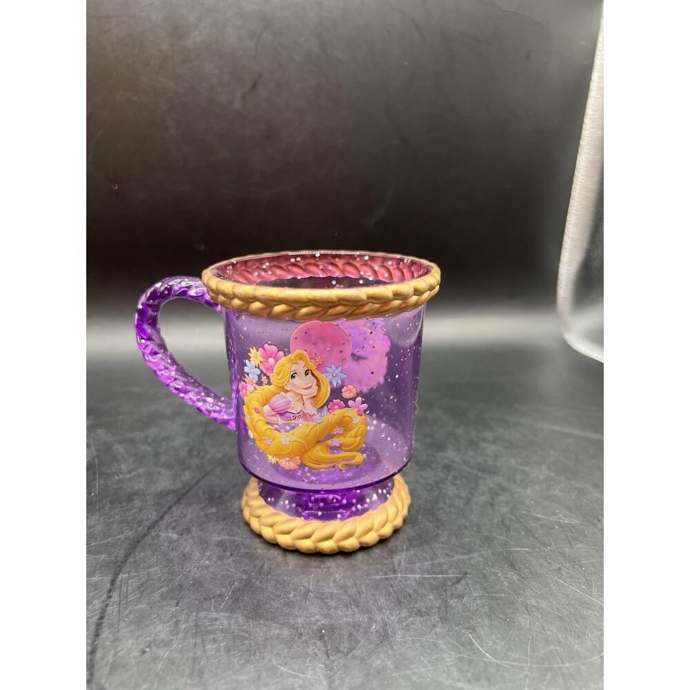 Disney Store Tangled Rapunzel Glitter Purple Kids Plastic Cup Mug